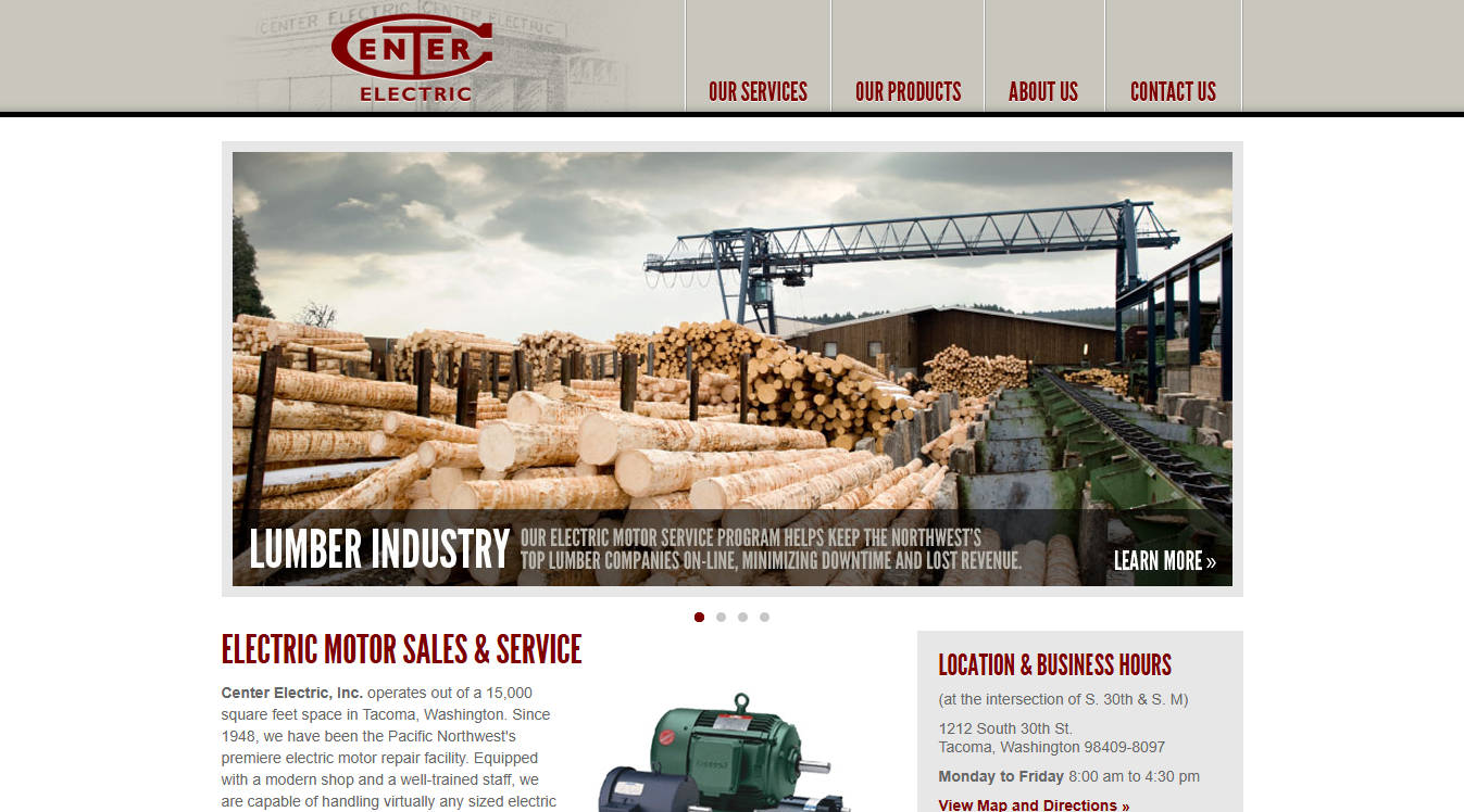 Website screenshot for Center Electric Inc