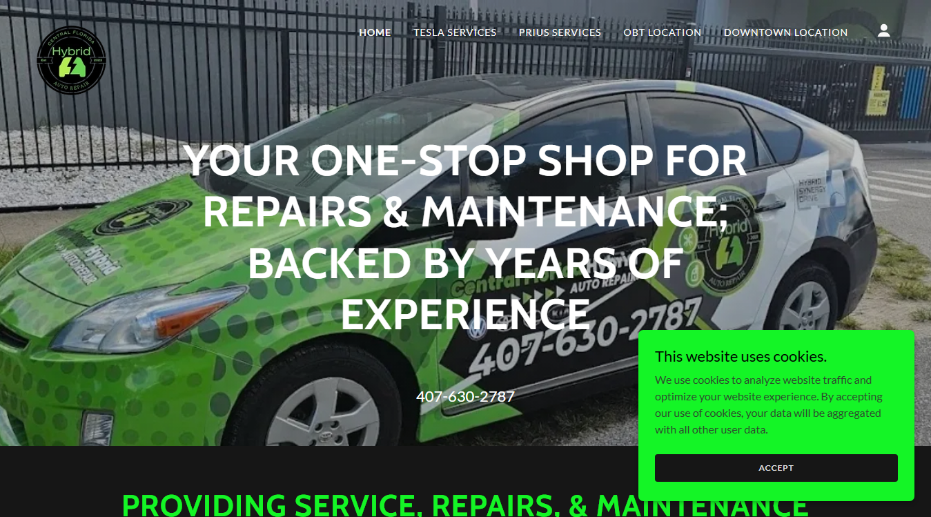 Screenshot of Central Florida Hybrid EV Auto Repair