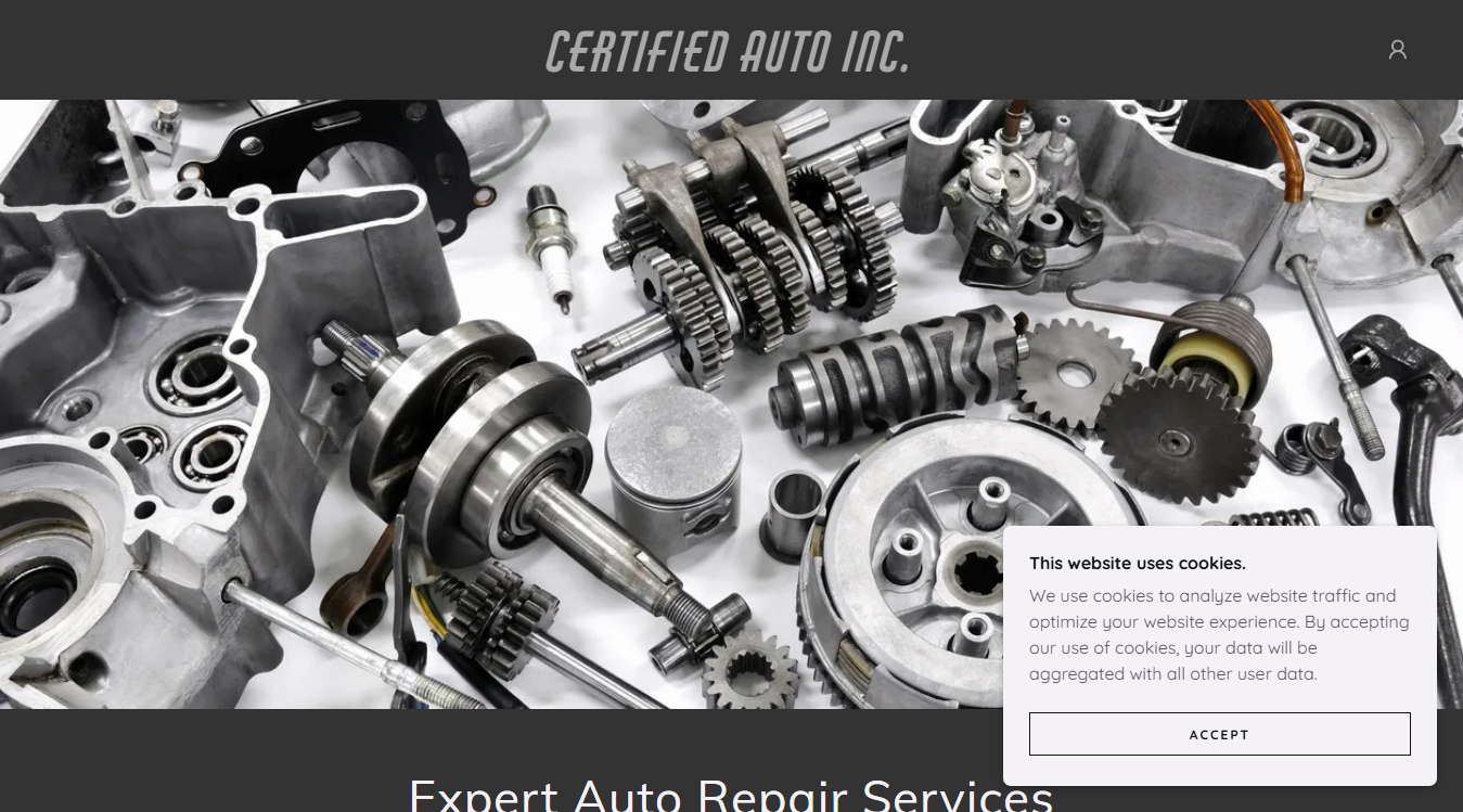 Website screenshot for Certified Auto Repair