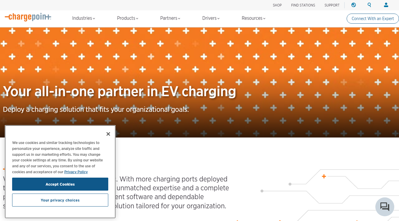 Website screenshot for ChargePoint Charging Station
