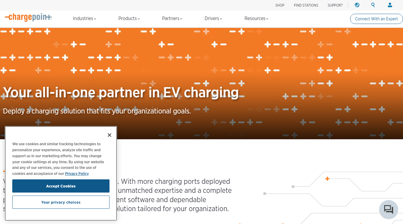 Website screenshot for ChargePoint Charging Station