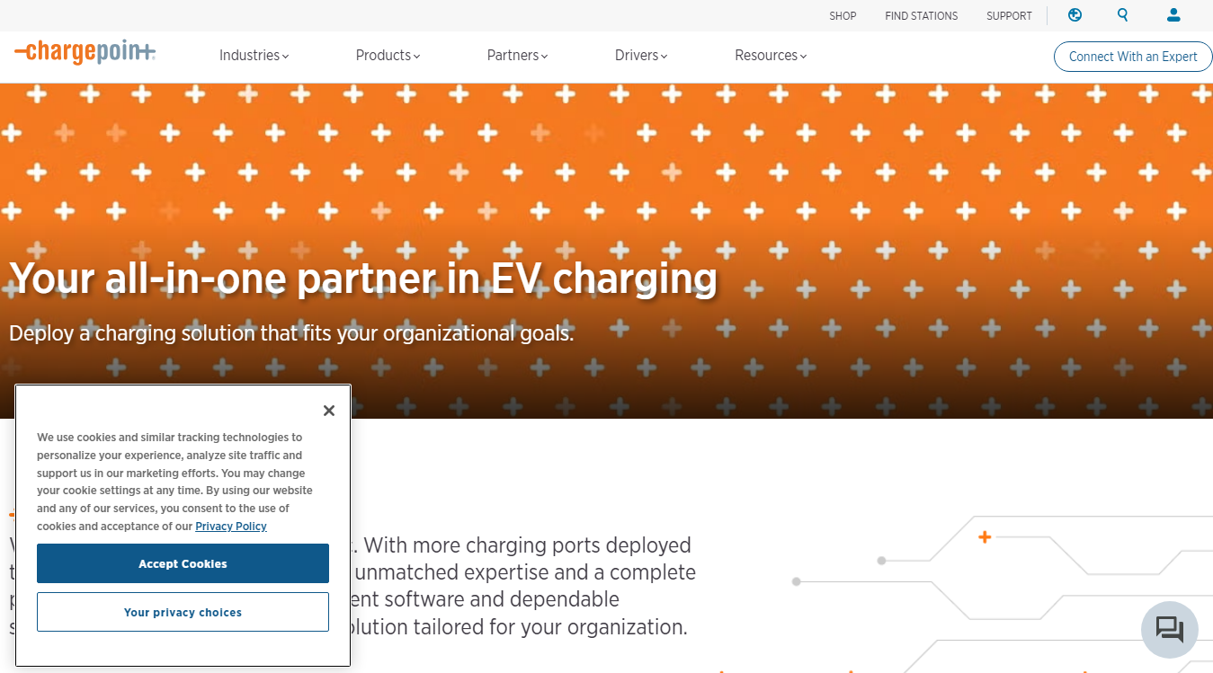 Website screenshot for ChargePoint Charging Station