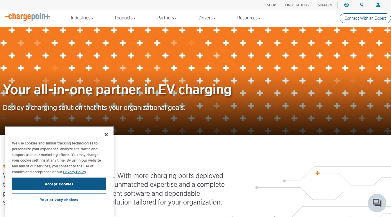 Website screenshot for ChargePoint Charging Station