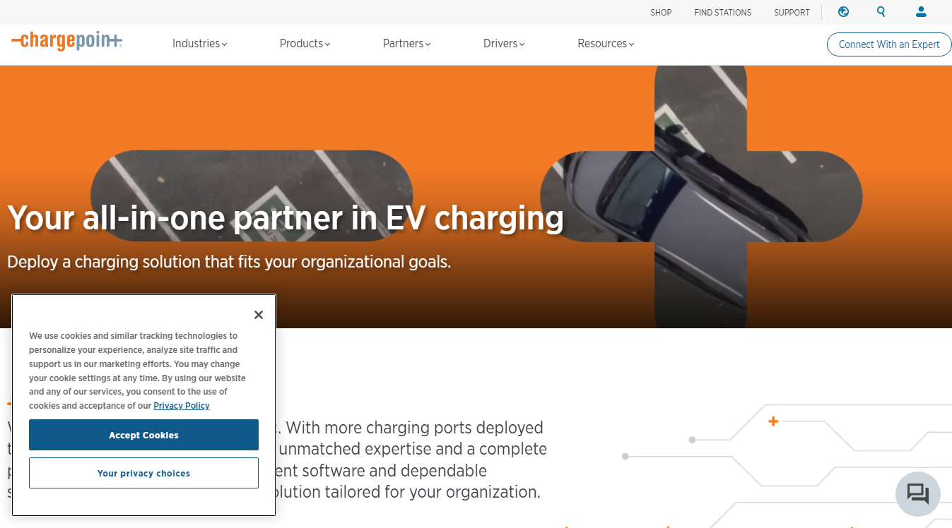 Website screenshot for ChargePoint Charging Station