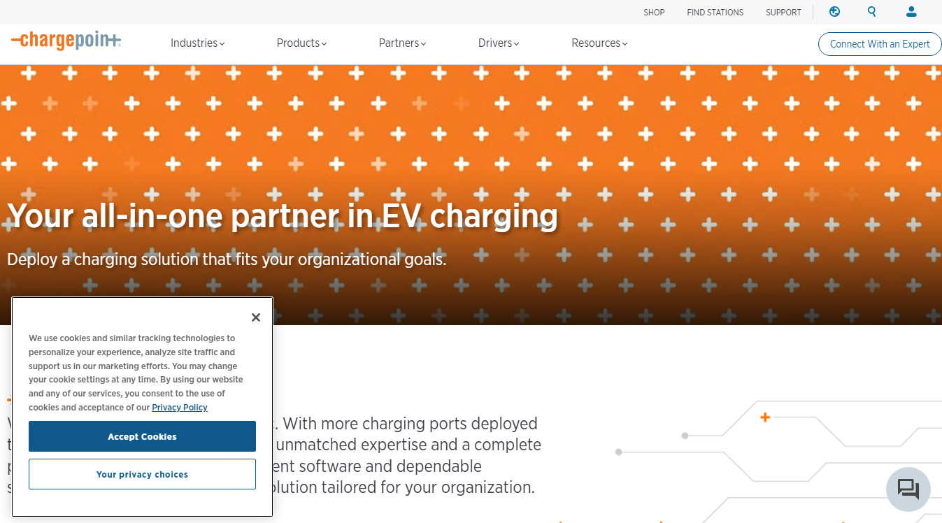 Website screenshot for ChargePoint Charging Station