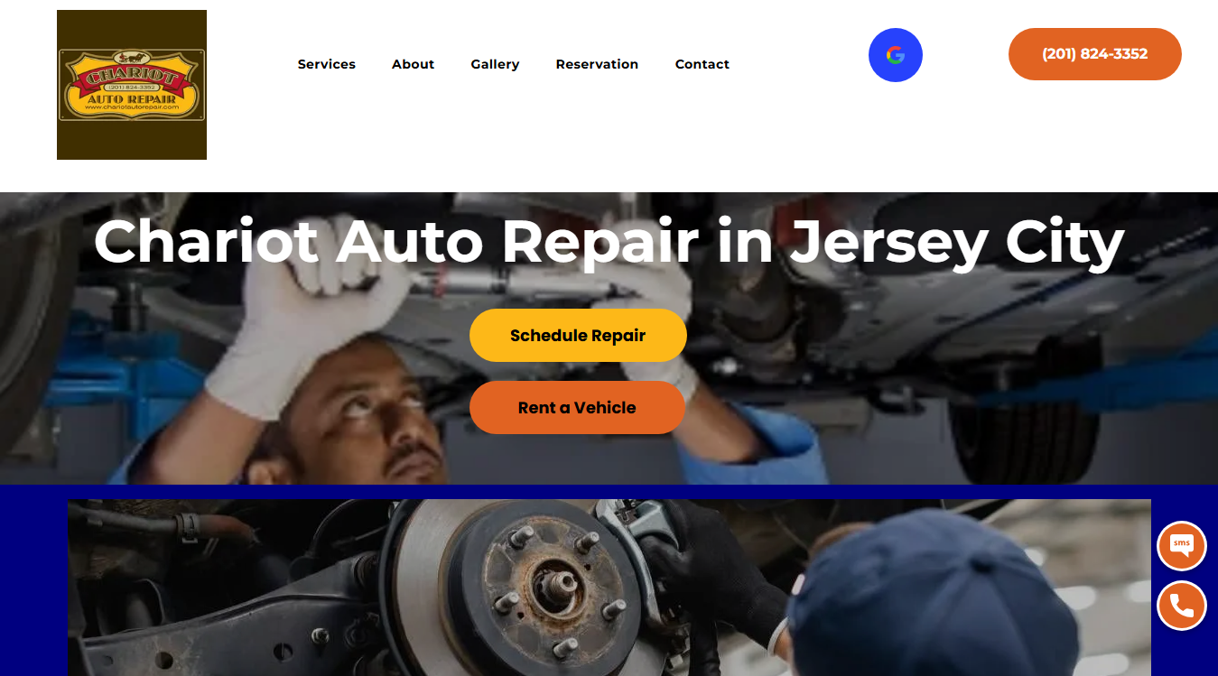 Website screenshot for Chariot Auto Repair