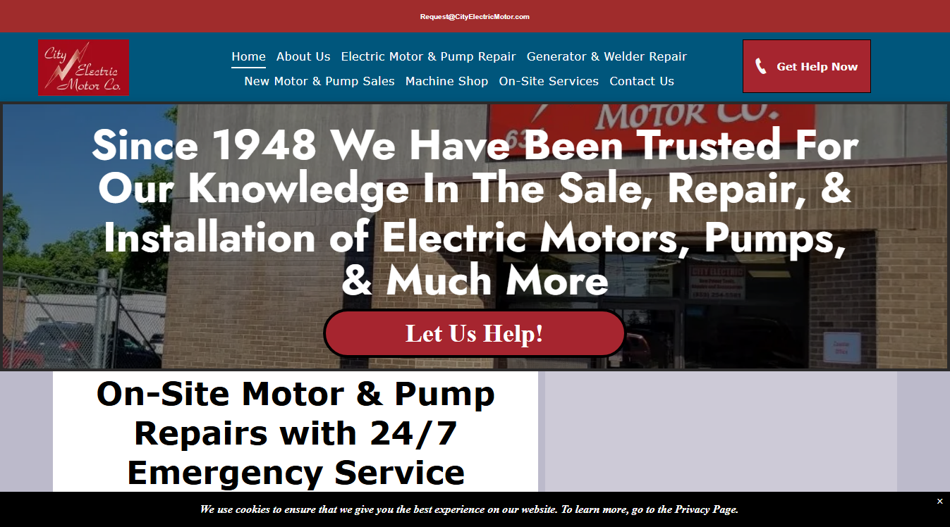 Website screenshot for City Electric Motor Co
