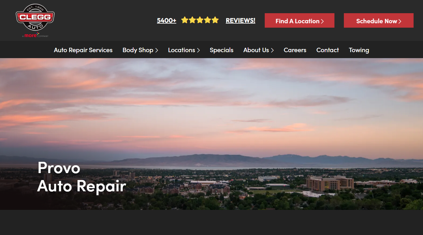 Website screenshot for Clegg Auto