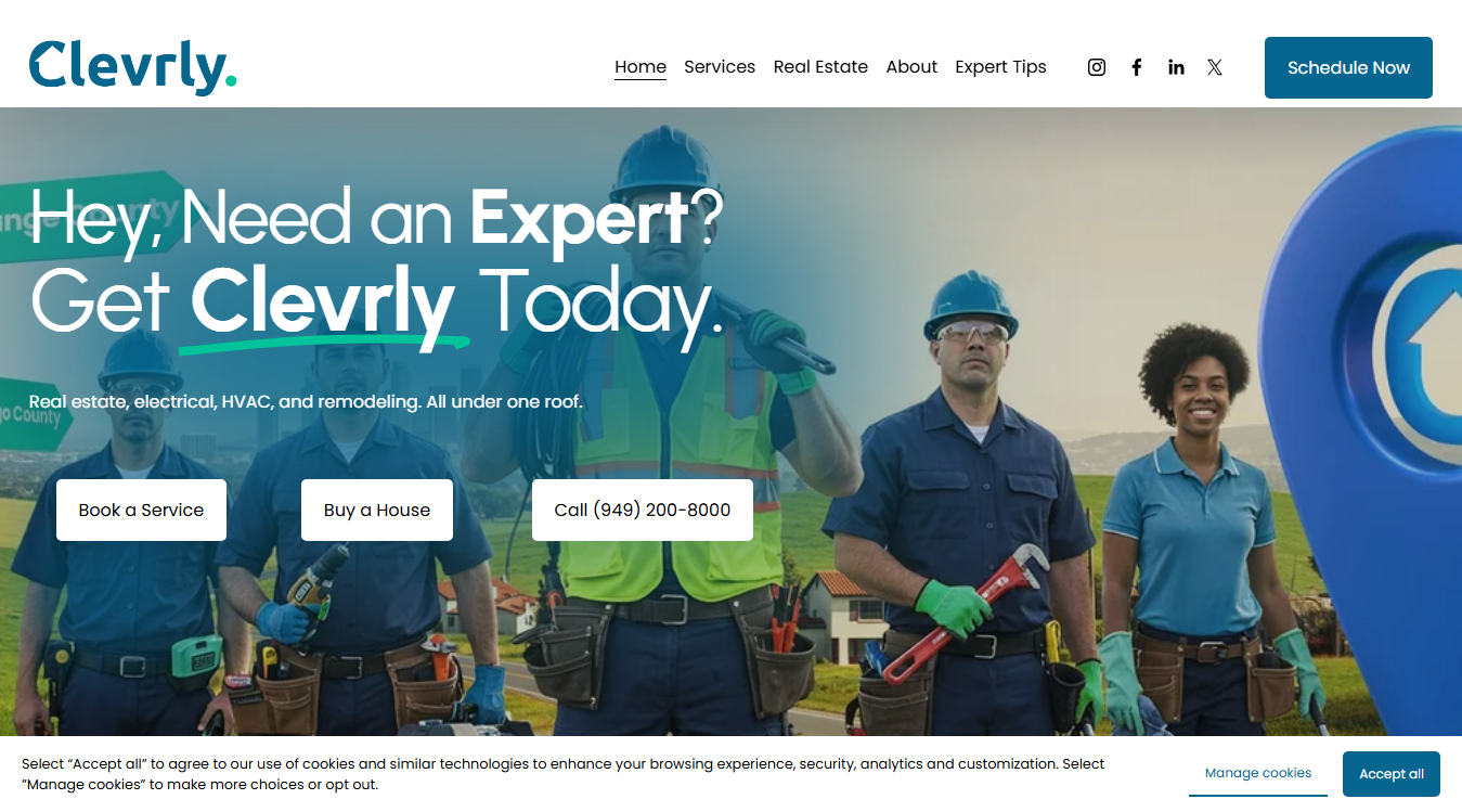 Website screenshot for Clevrly