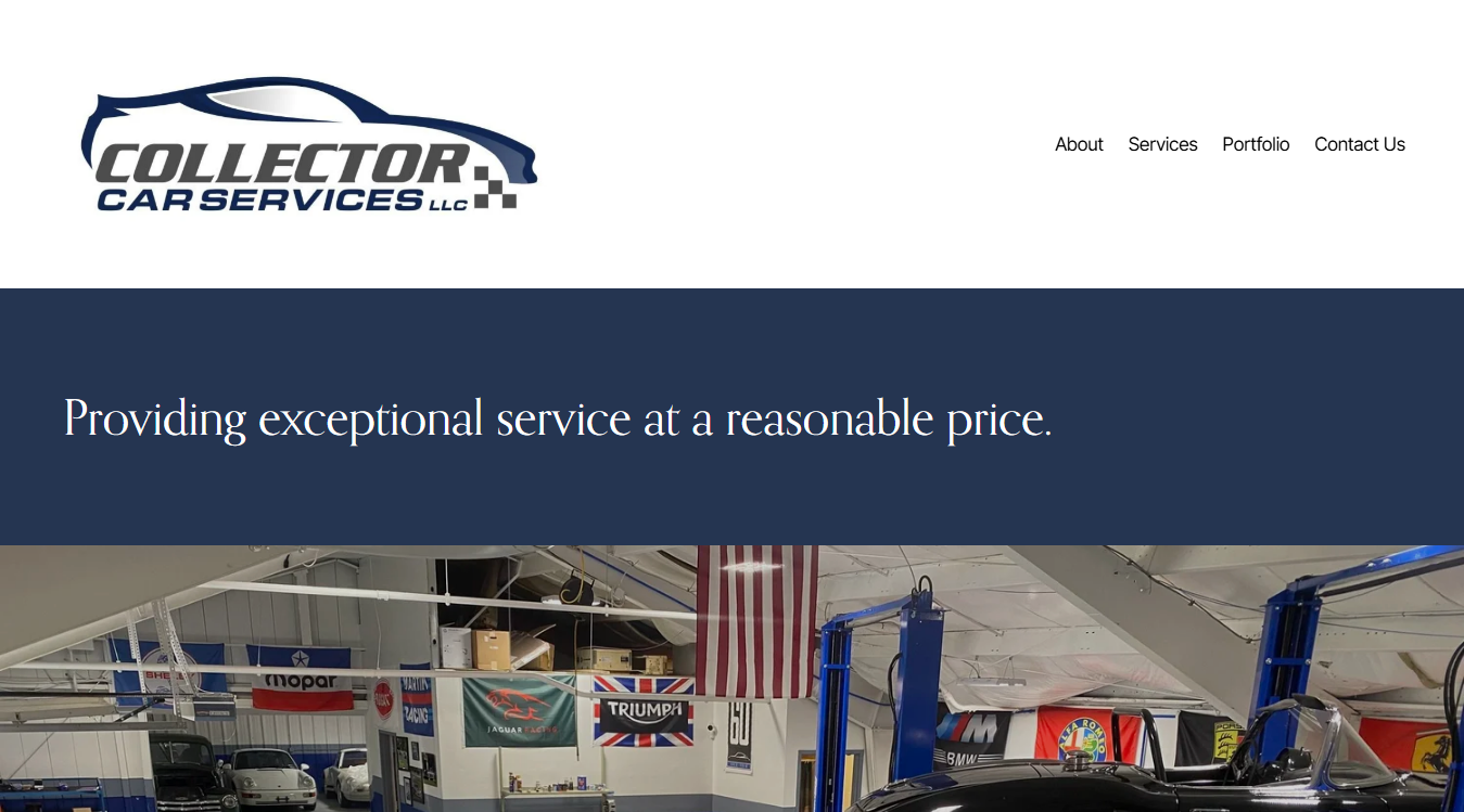Website screenshot for Collector Car Services LLC