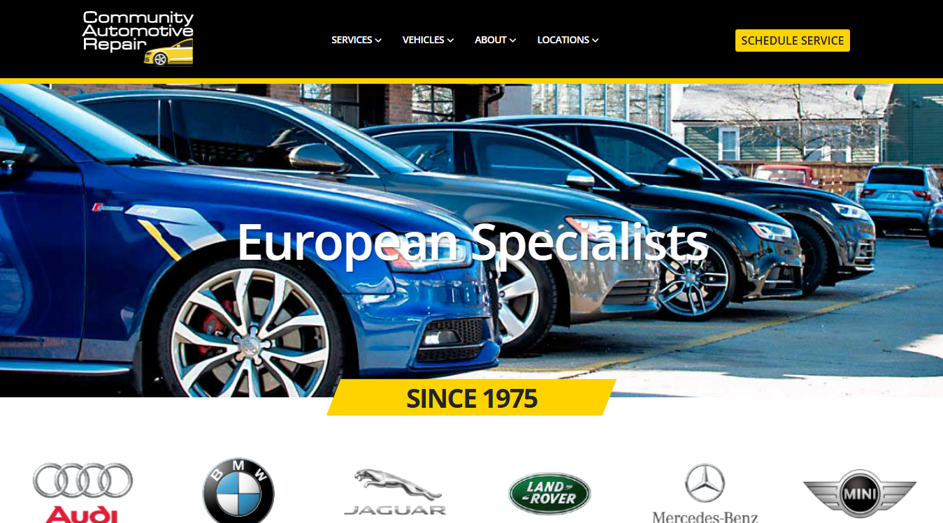 Website screenshot for Community Automotive Repair