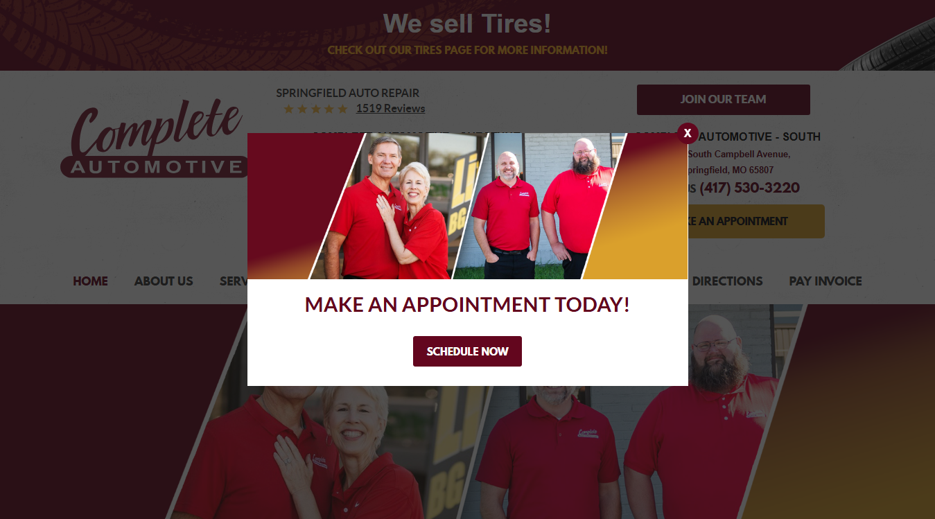 Website screenshot for Complete Automotive