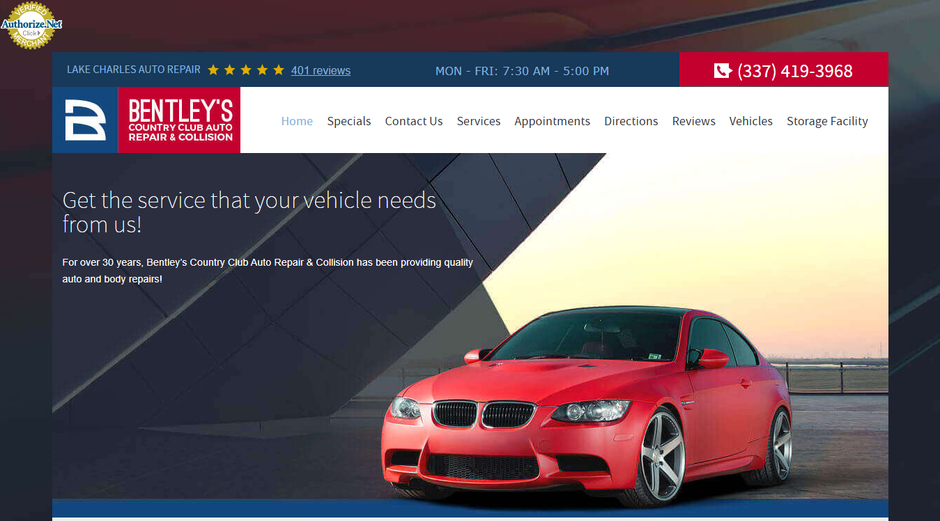 Screenshot of Country Club Auto Repair and Bentley's Collision