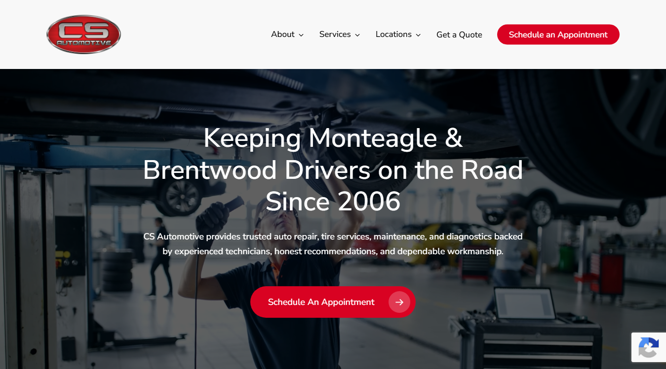 Website screenshot for CS Automotive