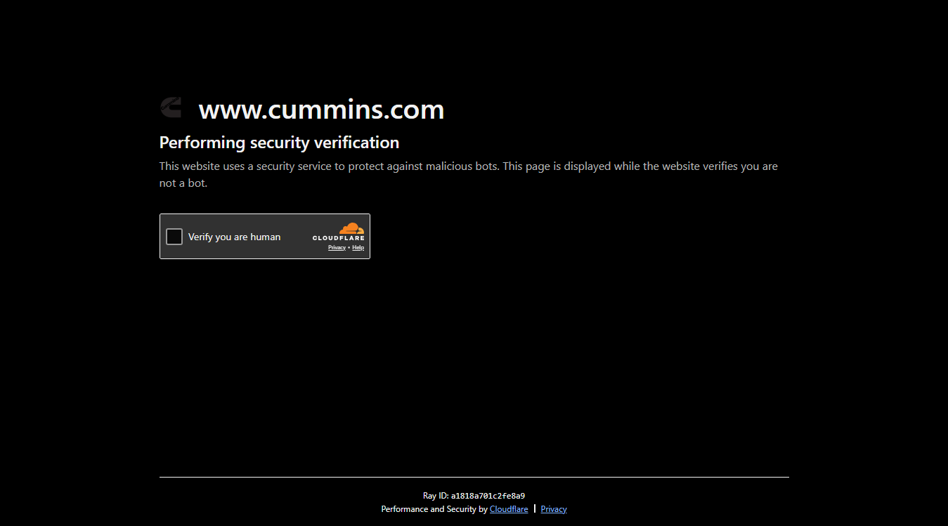 Website screenshot for Cummins Sales and Service