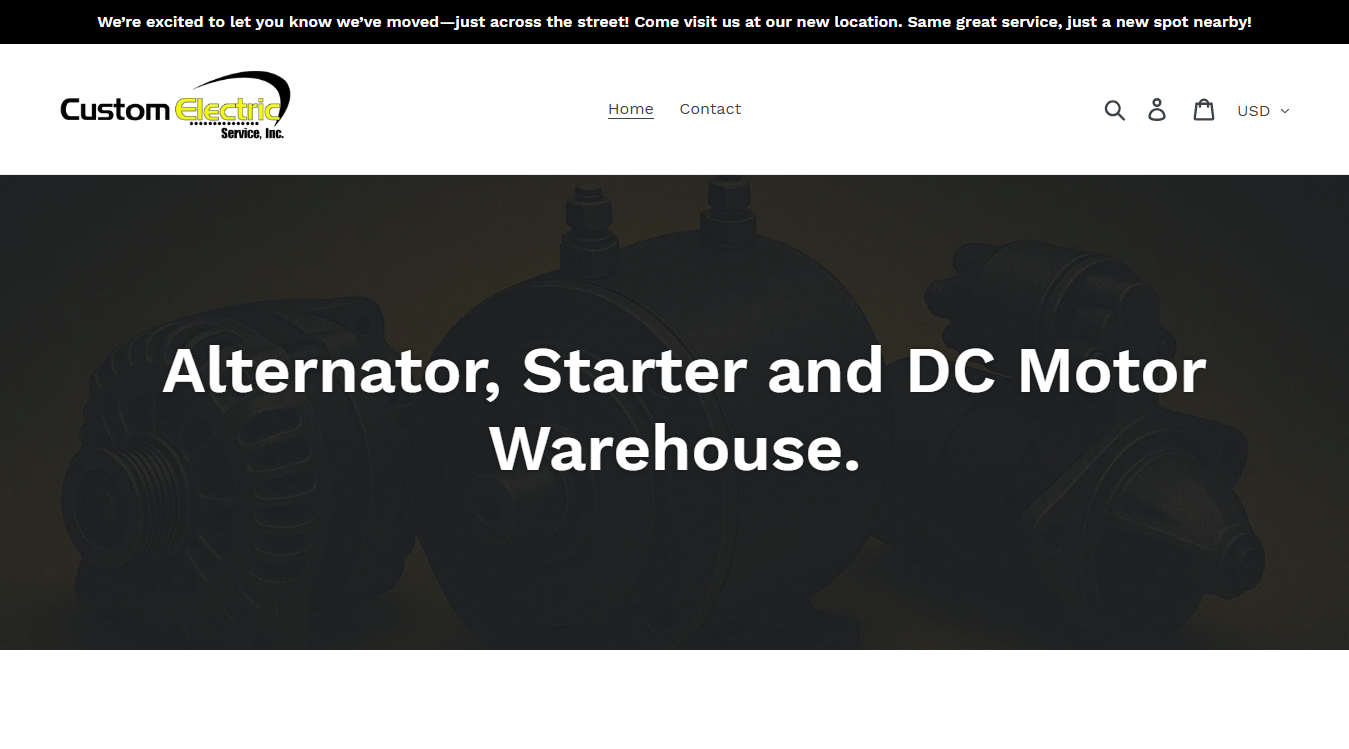 Website screenshot for Custom Electric Service Inc