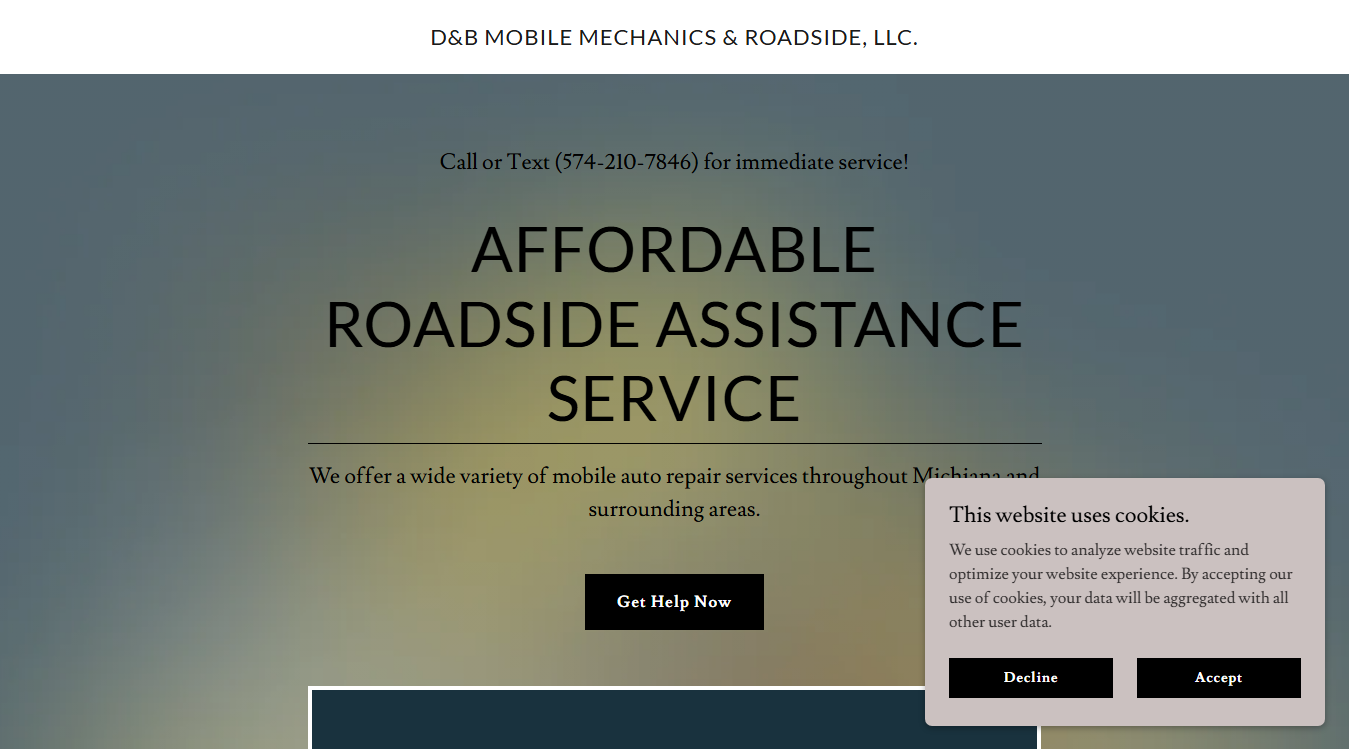 Screenshot of D&B Mobile Mechanics & Roadside, LLC