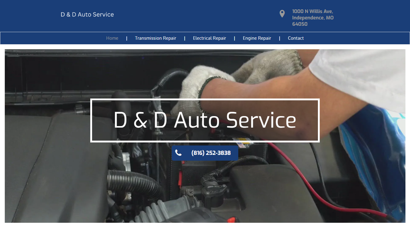 Website screenshot for D & D Auto Service