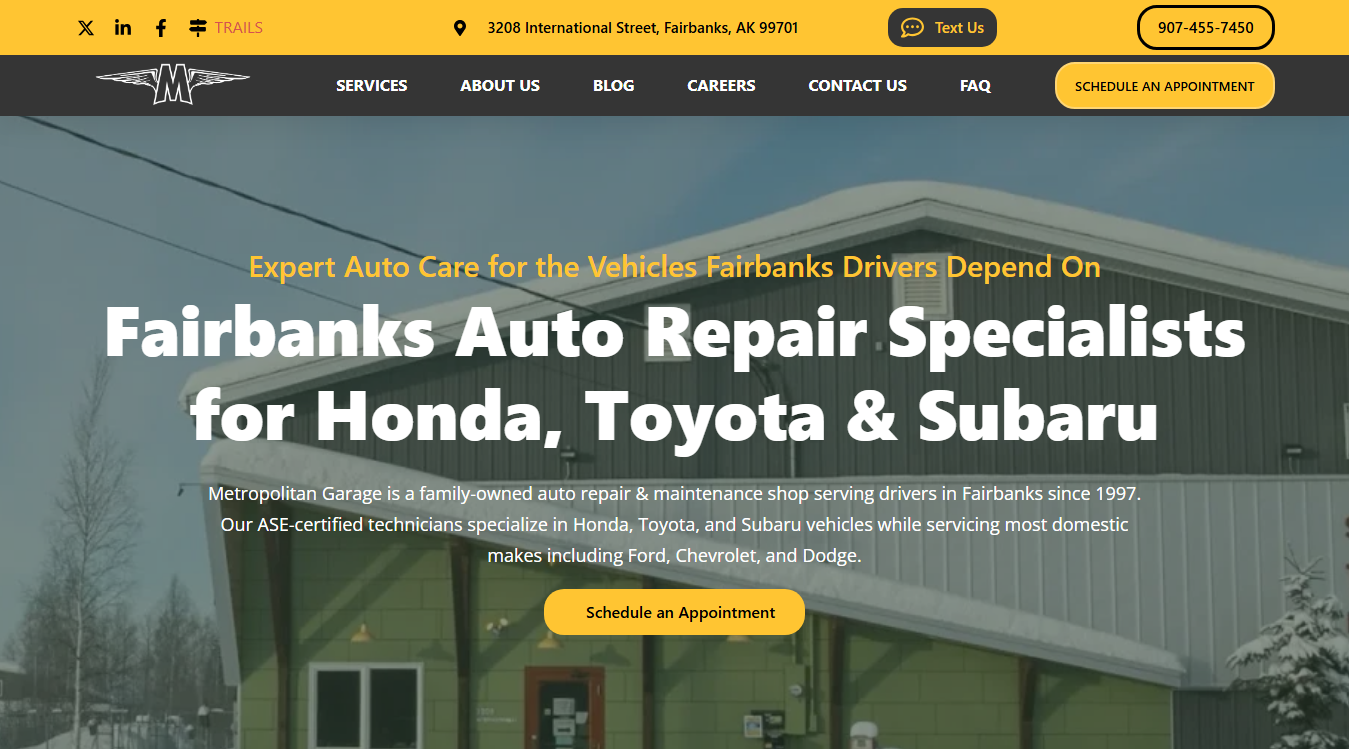 Website screenshot for DB Auto Repair