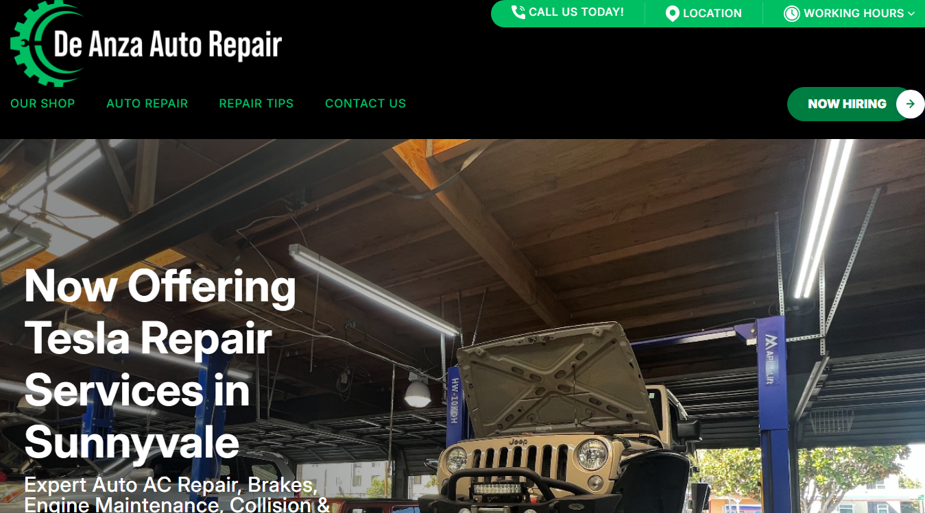 Screenshot of De Anza Auto Repair