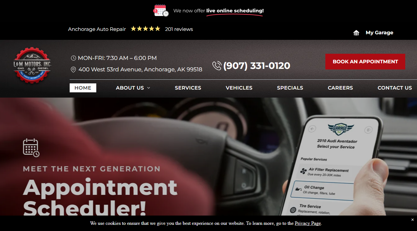 Website screenshot for Delta Electric Motors & Repair