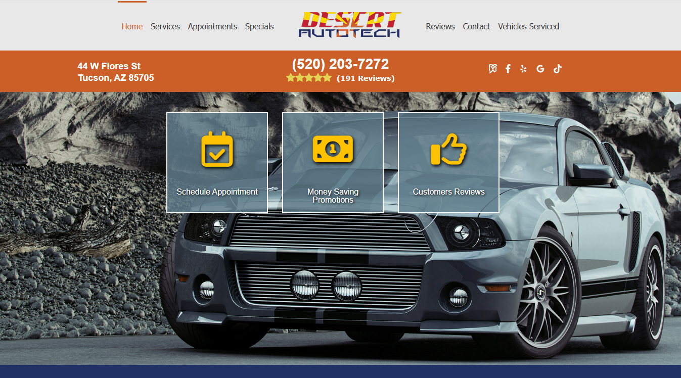 Website screenshot for Desert Autotech