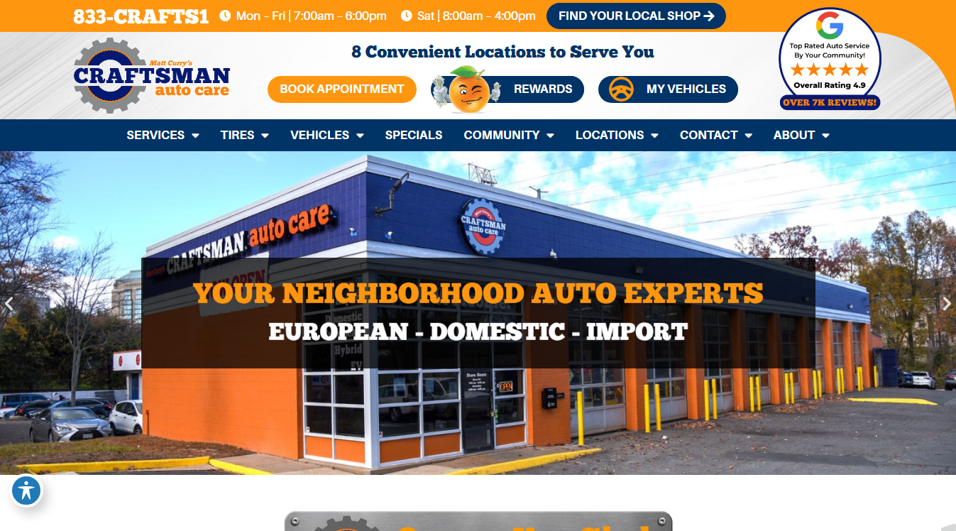 Website screenshot for Devore's Auto Repair