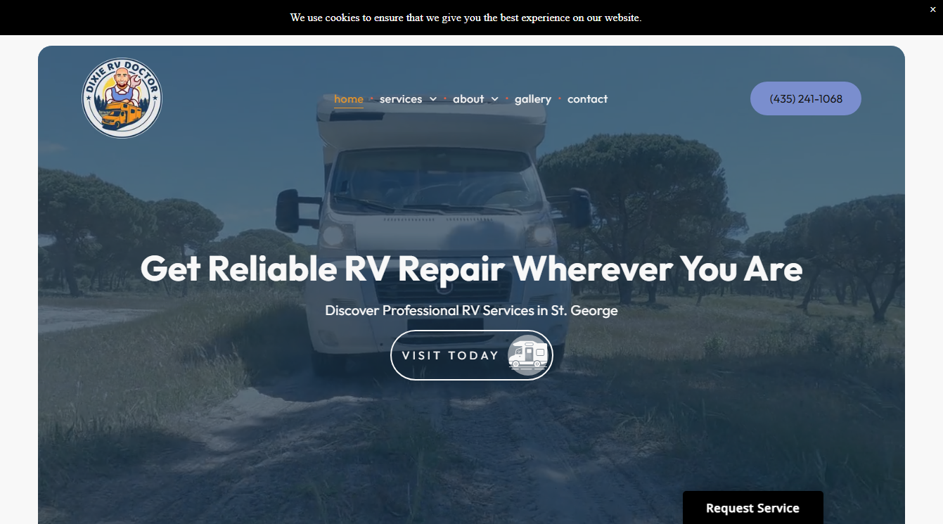 Website screenshot for Dixie RV Doctor