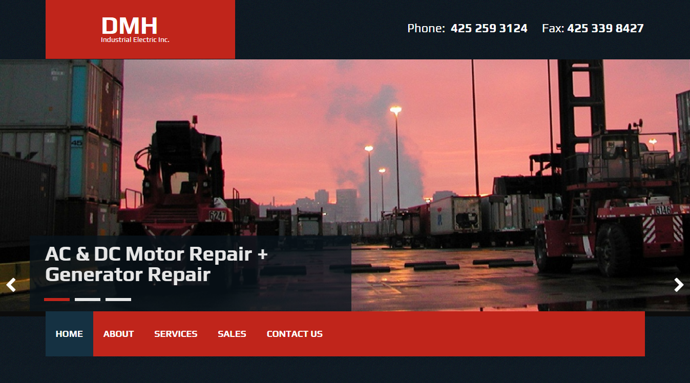 Website screenshot for DMH Industrial Electric