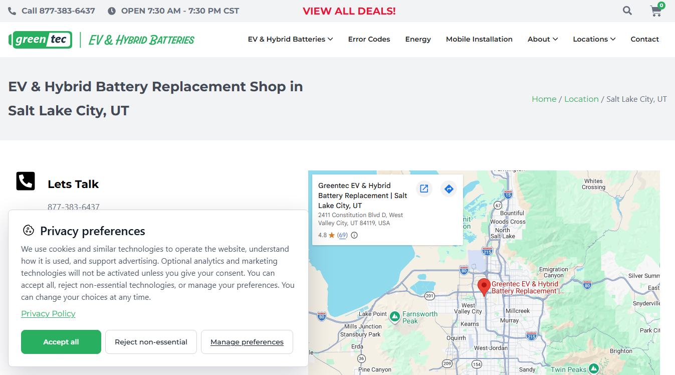 Website screenshot for Don's Auto Electric Inc.