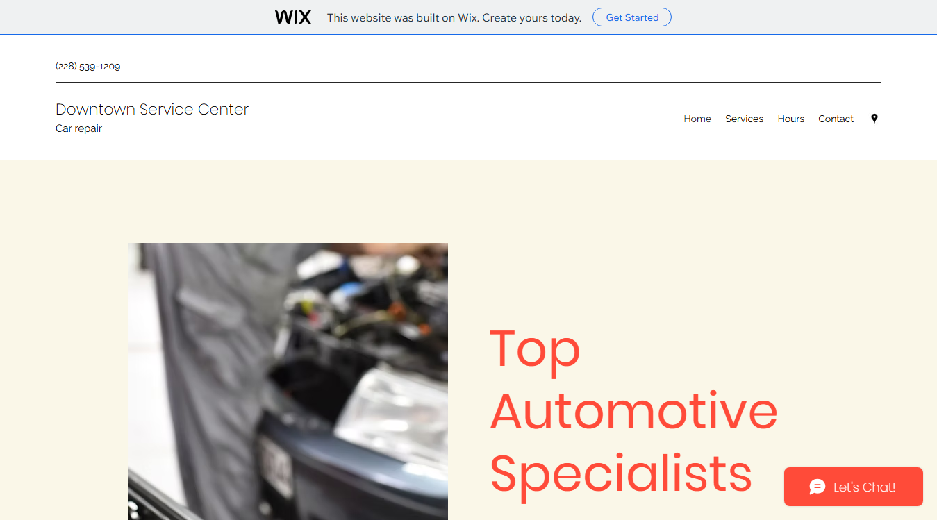 Website screenshot for Downtown Service Center
