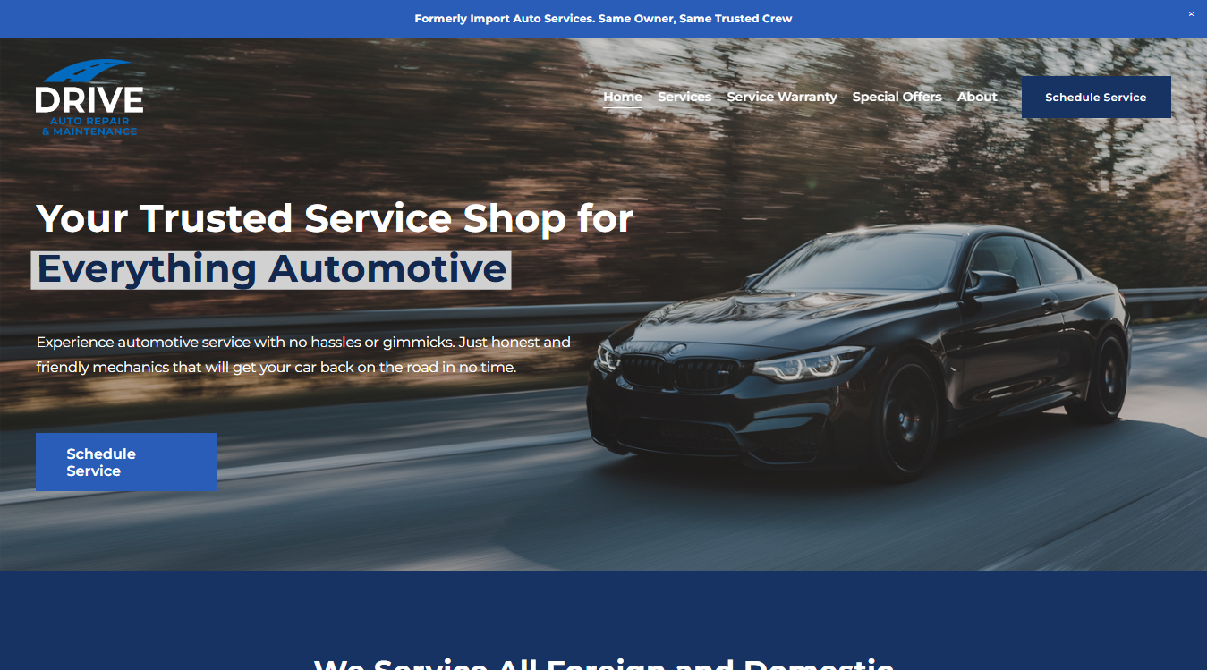 Website screenshot for Drive Auto Repair & Maintenance