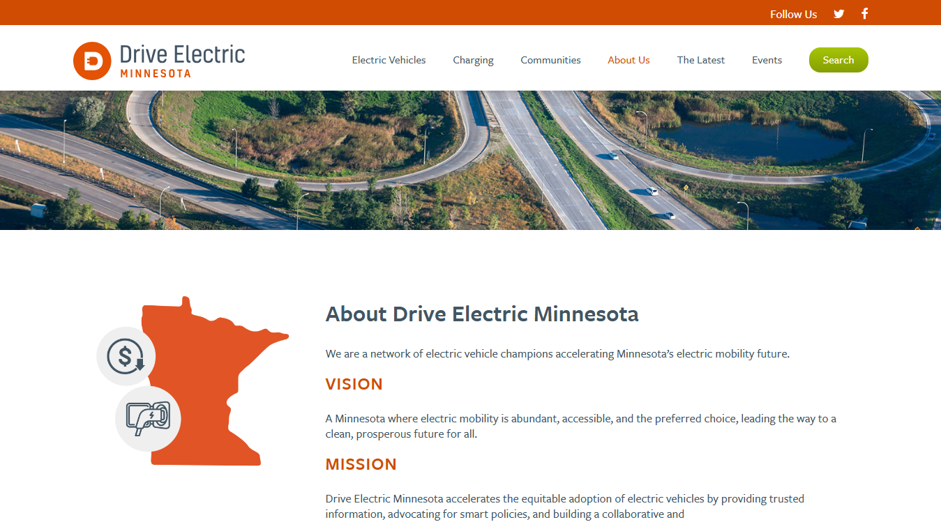 Website screenshot for drive electric mn