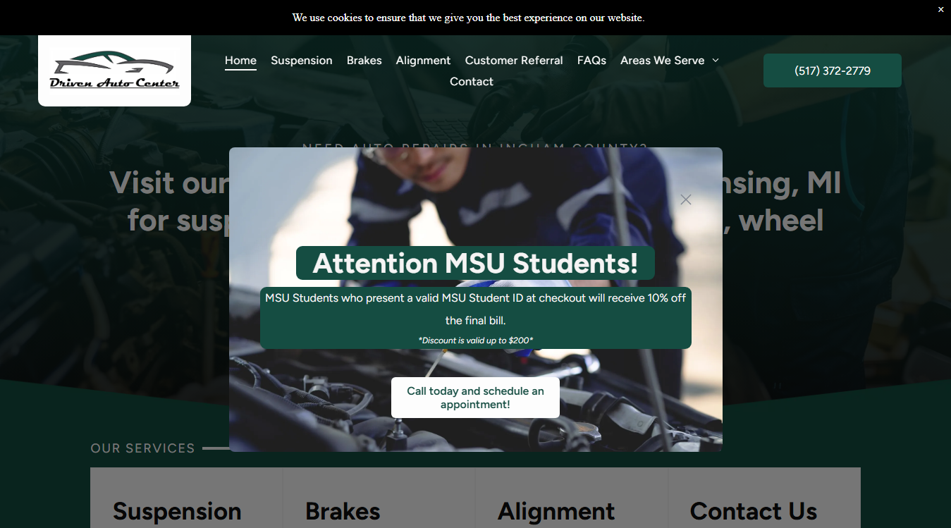 Website screenshot for Driven Auto Center