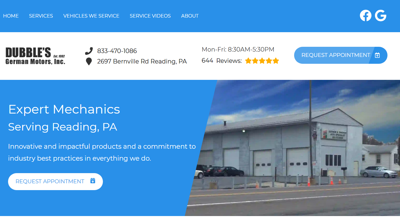 Screenshot of Dubble's German Motors Inc