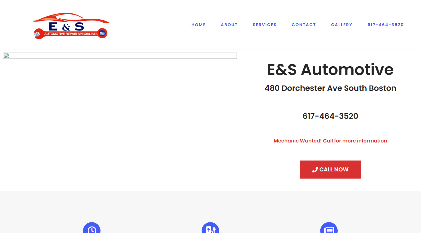 Website screenshot for E&S Automotive