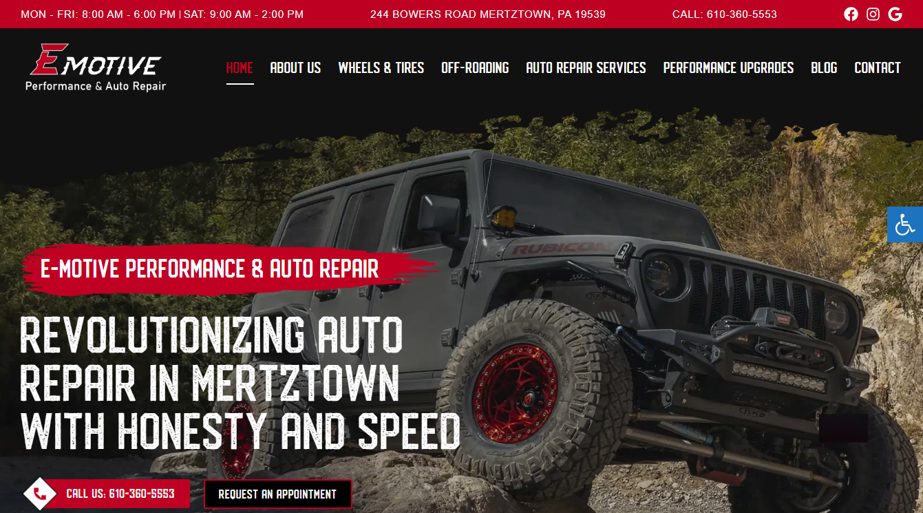 Screenshot of E-Motive Performance & Auto Repair