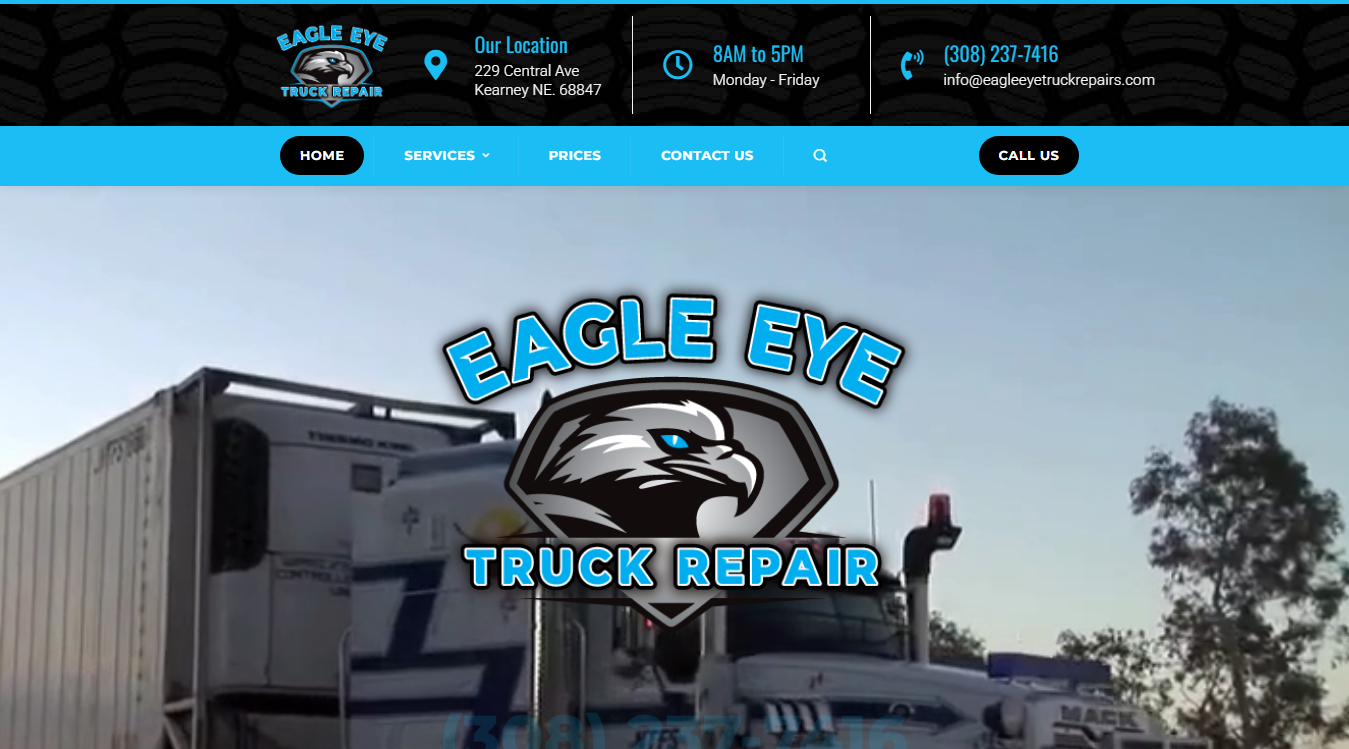 Website screenshot for Eagle Eye Truck Repair