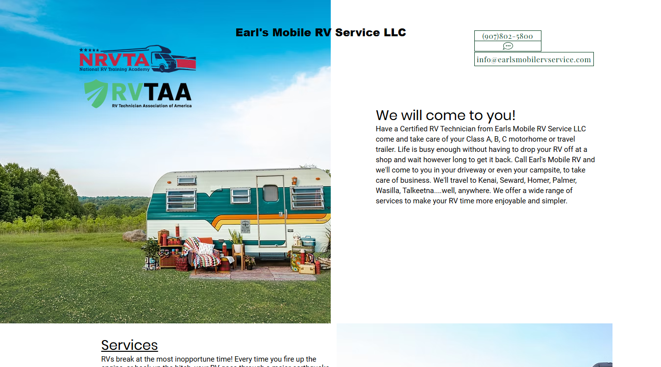 Screenshot of Earl's Mobile RV Service LLC
