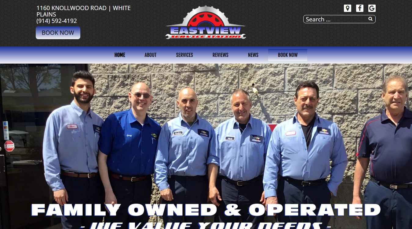 Website screenshot for Eastview Service Station, Inc.