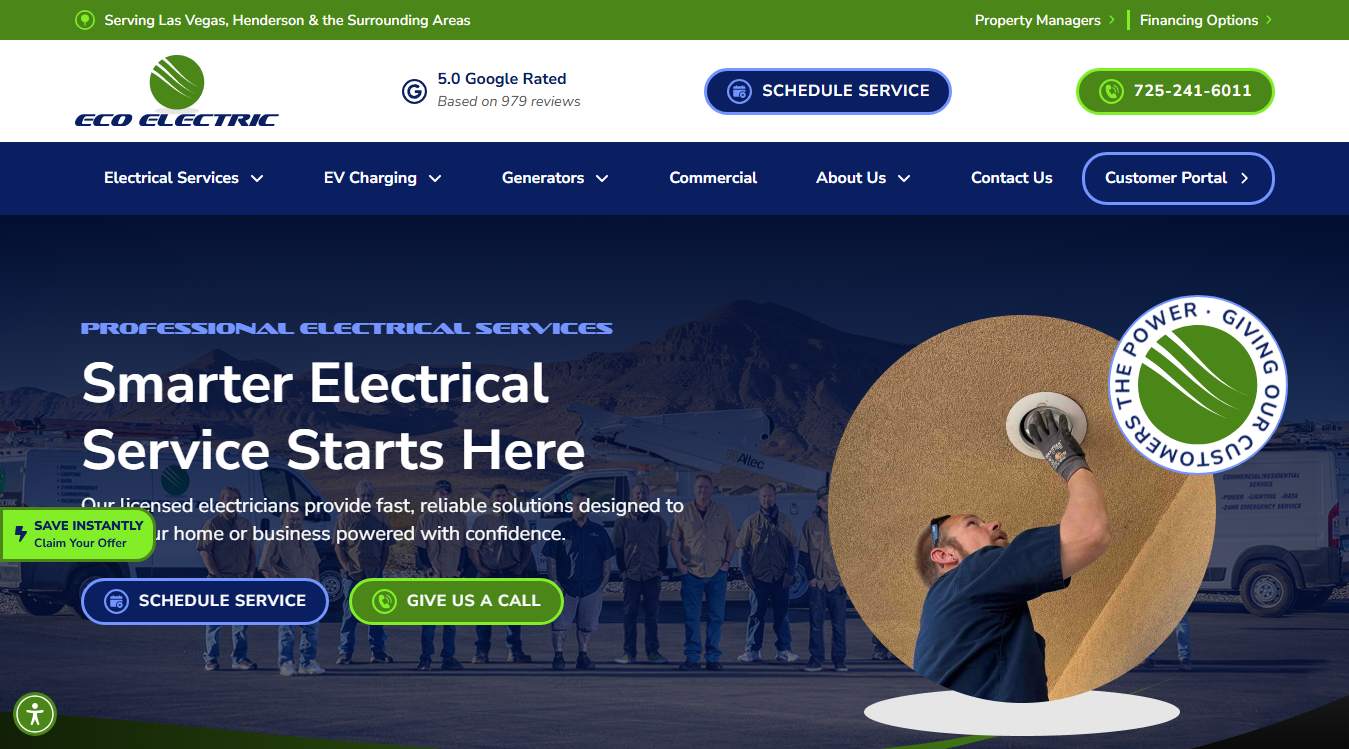 Website screenshot for Eco Electric