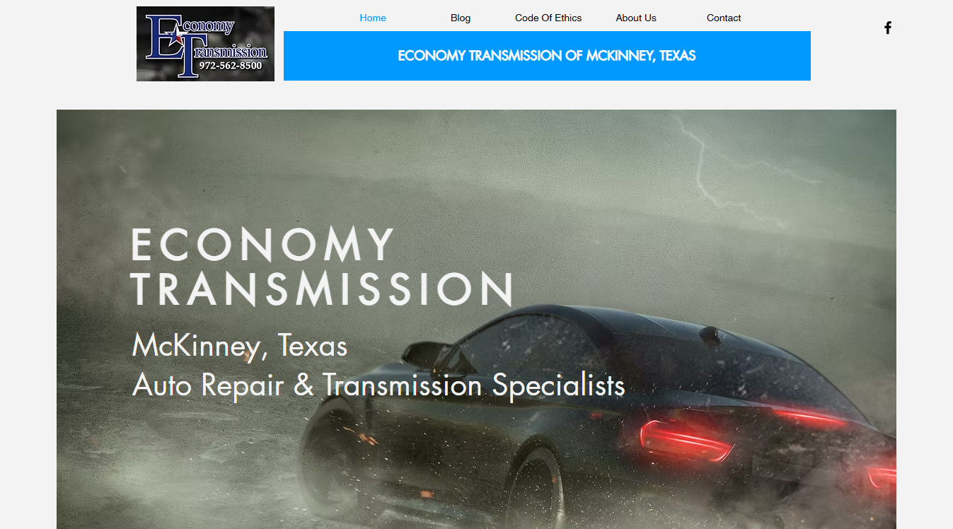 Website screenshot for Economy Transmission and Automotive Repair