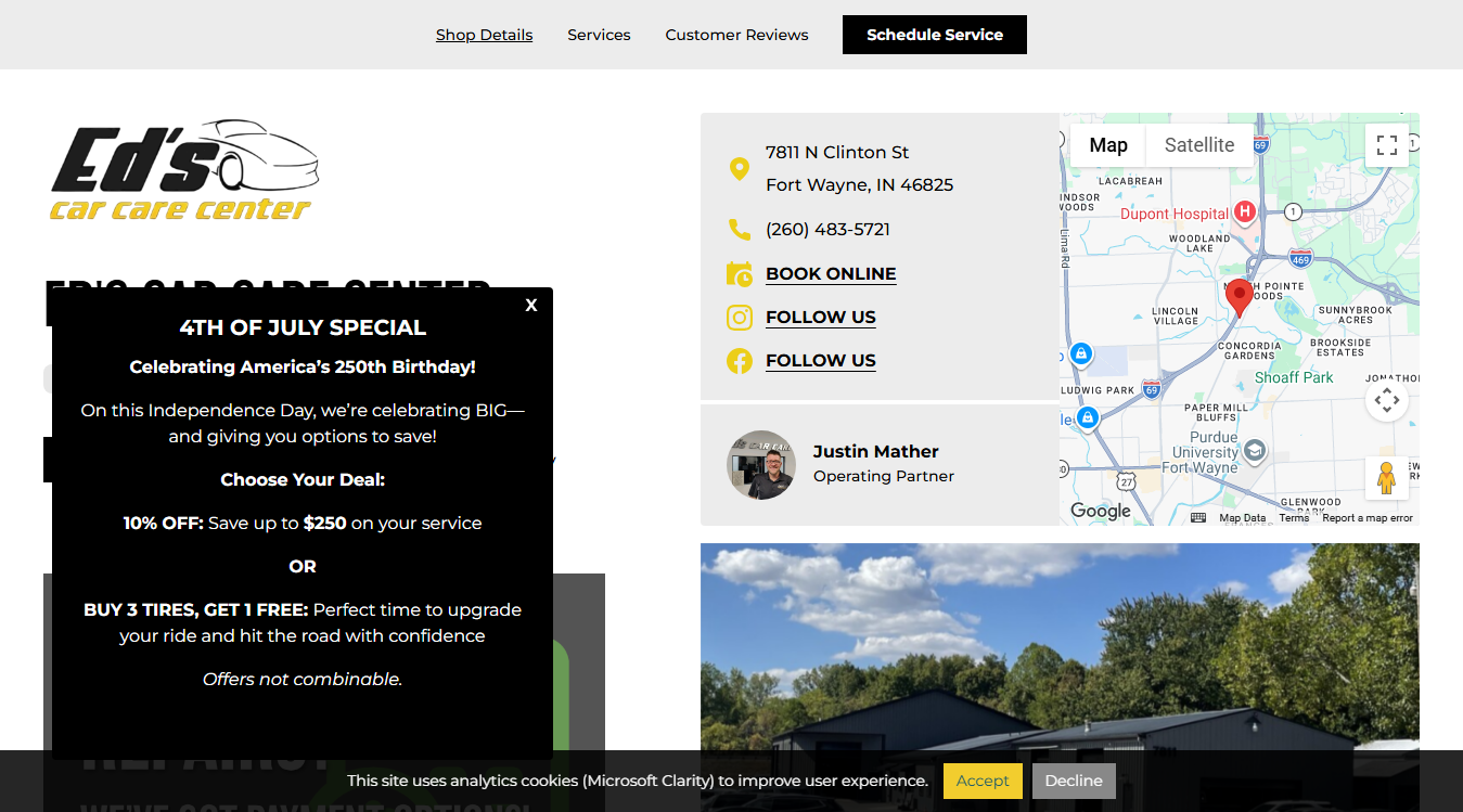 Screenshot of Ed's Car Care Center