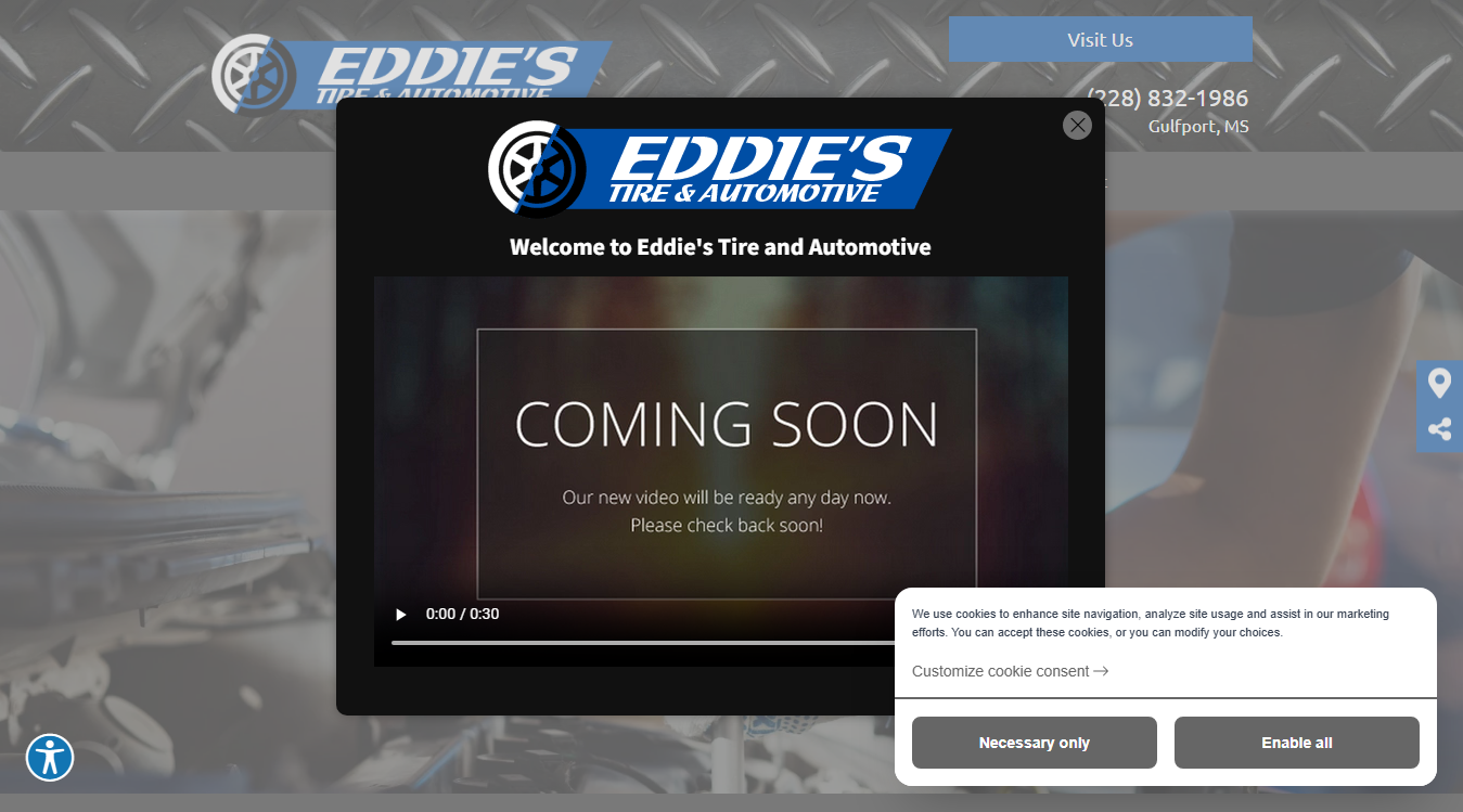 Screenshot of Eddie's Tire and Automotive