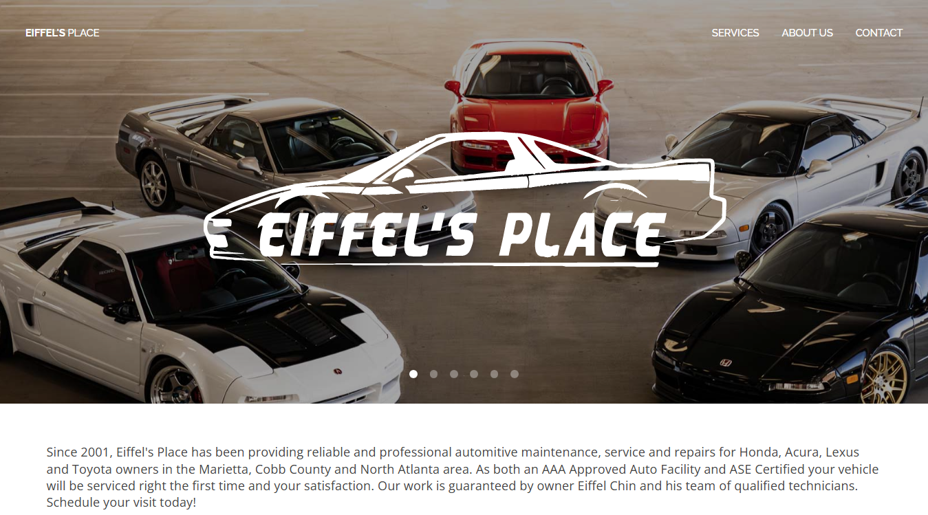 Website screenshot for Eiffel's Place