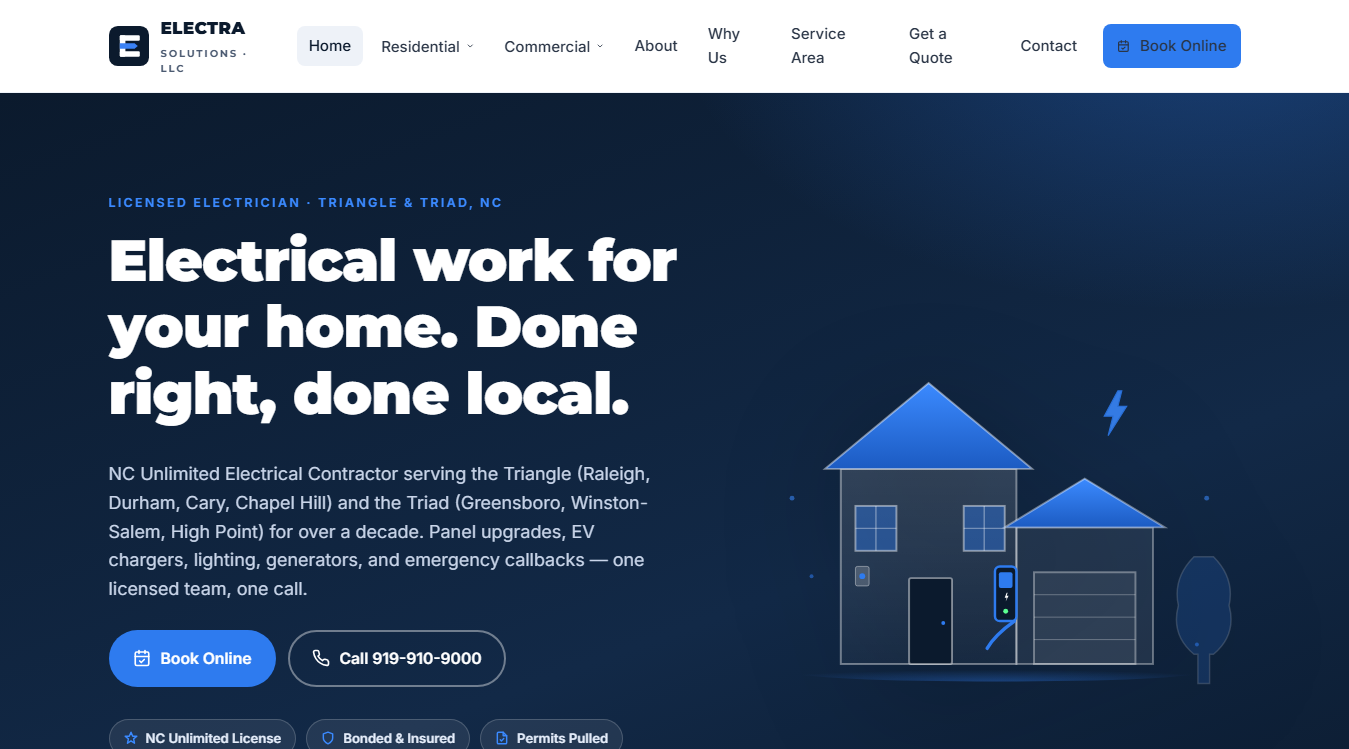 Screenshot of Electra Solutions LLC