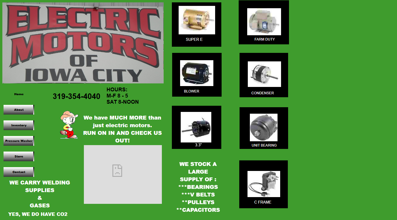 Screenshot of Electric Motors of Iowa City
