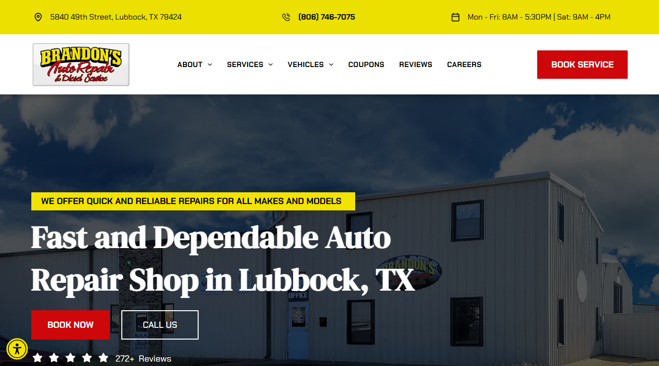 Website screenshot for Electrical & Mechanical Inc