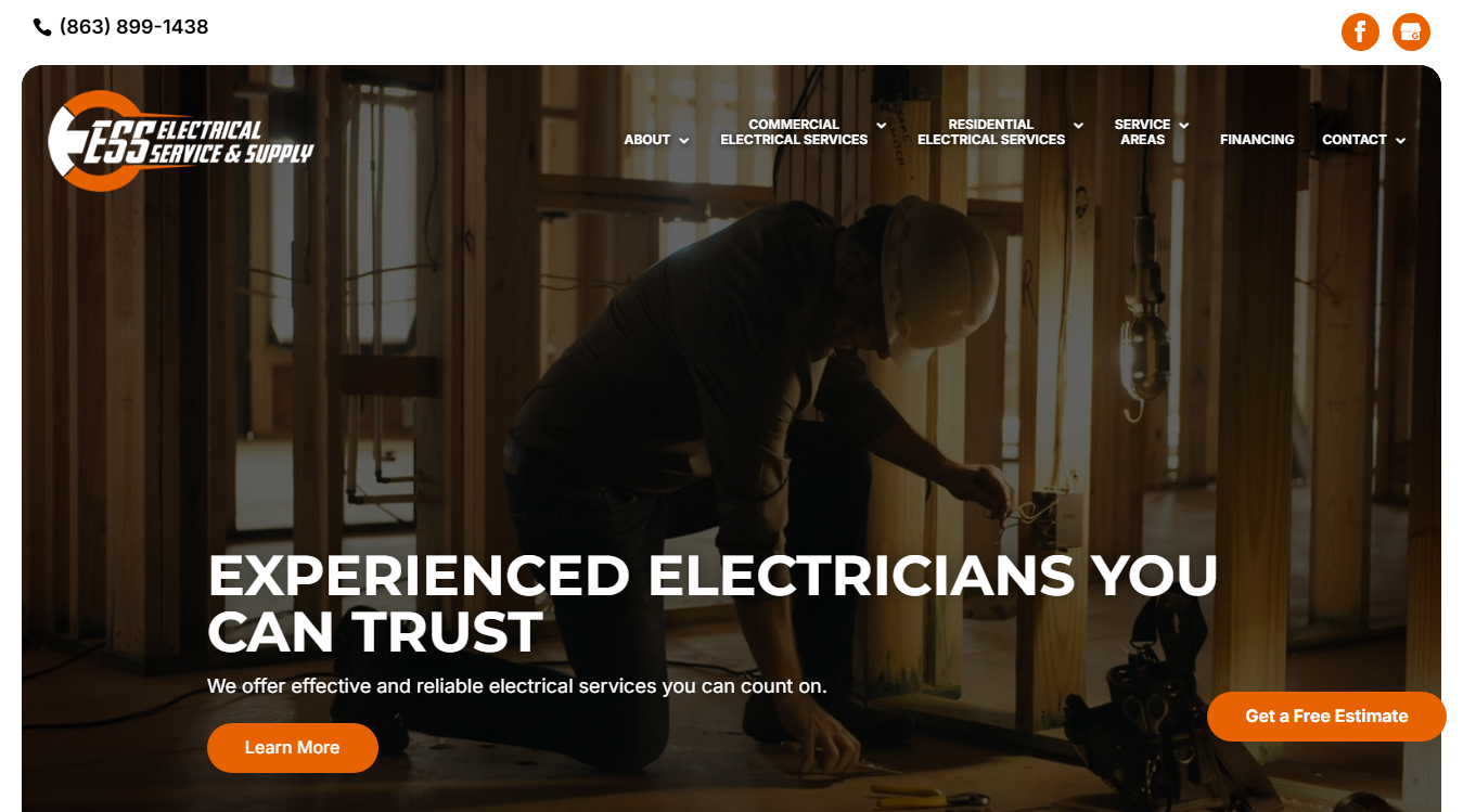 Website screenshot for Electrical Service & Supply