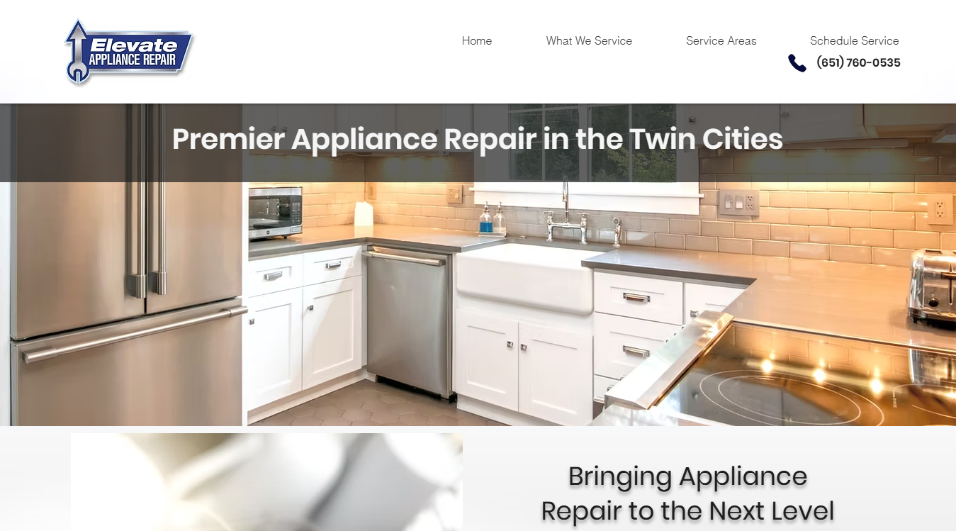 Screenshot of Elevate Appliance Repair